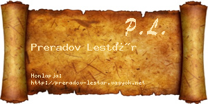 Preradov Lestár névjegykártya